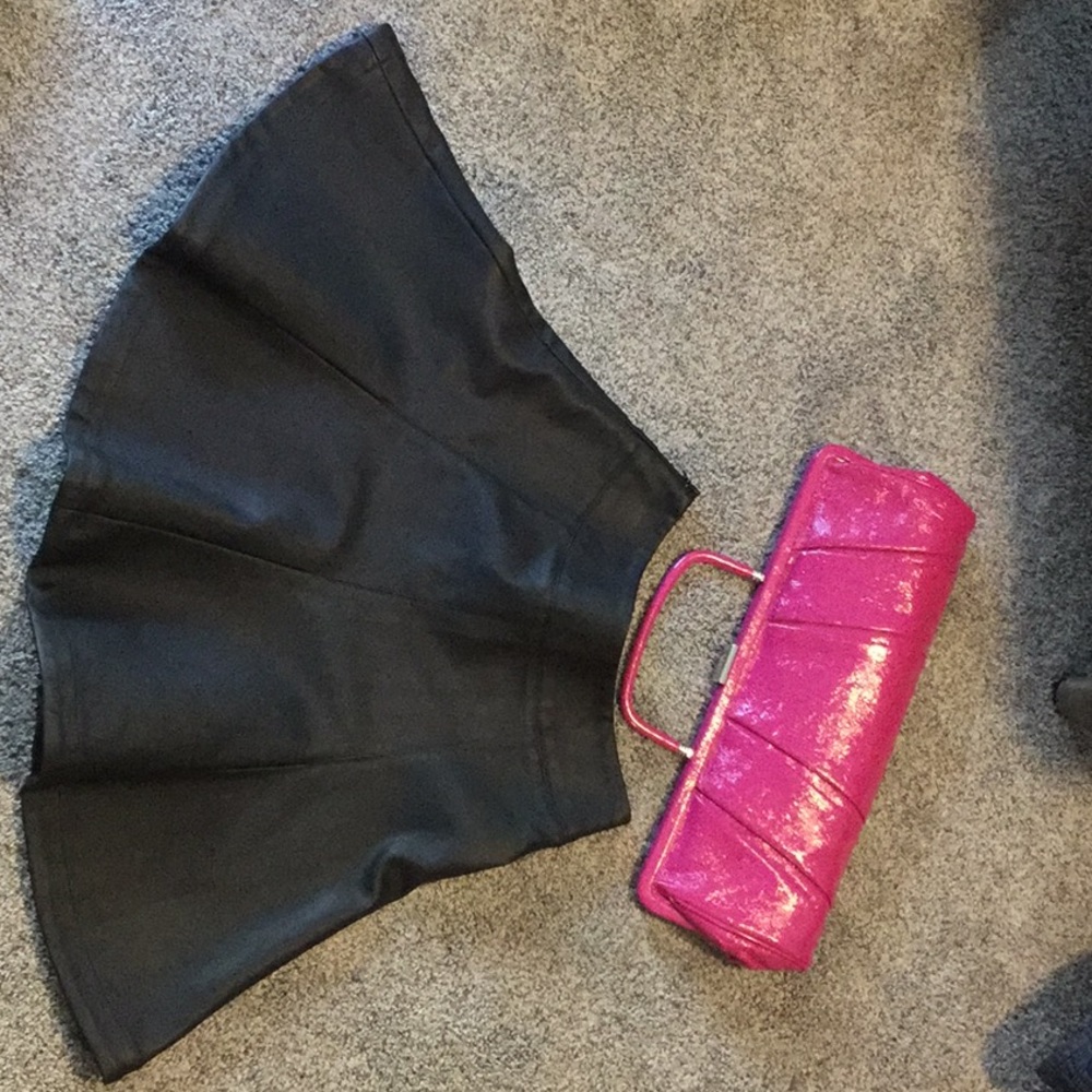 EXPRESS faux leather fit and flare skirt XS flirty